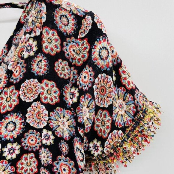 Ann Taylor LOFT Beach Womens XS Floral Print Romper Swim Cover Up Fringe $69 - Picture 3 of 8